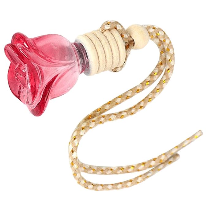 10pcs Rosebud Shape Car Air Freshener Perfume Bottle Car Hanging Diffuser Bottle Pendant Empty Bottle