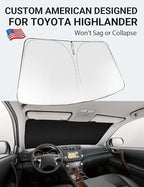Proadsy 2025 Upgrade Windshield Sun Shade for Toyota Highlander 2008-2013 Foldable Front Sunshade Protector Sun Visor Blocks UV Rays Keep Car Cooler
