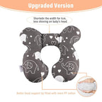 vocheer Baby Travel Pillow(Upgraded), Head and Neck Support Pillow for Pushchair, Car Seat,Stroller, Bouncer, Cotton (Elephant)