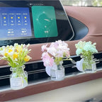 Set of 4 Cute Flower Bouquet in Glass Vase Car Air Freshener Vent Clips, Mini Artificial Flowers for Car Air Vent Decoration, Auto Interior Dash Ornament Accessories