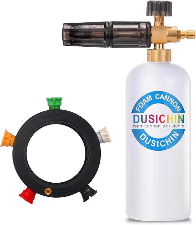 DUSICHIN SFL-001 Foam Cannon Snow Foam Lance Pressure Washer Jet Wash Quick Release Adjustable Nozzle 1/4 Inch Male Fitting Foam Dispenser
