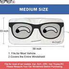 IC ICLOVER Car Windshield Sunshade with Pet Design, Cute Cartoon Design Front Auto Car Windshield Sun Shade Folding Silvering Sun Visor - UV Coating for UV Ray Deflector (Big Eyes)