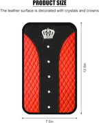 Bling Car Center Console Cover, Crown Crystal Rhinestones Vehicle Armrest Mat Protector, Anti Slip Sparkling Automotive Arm Rest Seat Box Cushion Pad Decor Accessories, Universal Fit (Red)