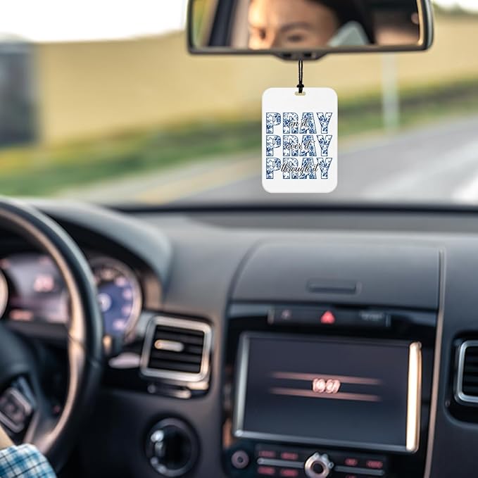 4 Pcs Pray Car Air Fresheners for Women Blue Pray Car Accessories Christian Religious Air Freshener Cars Decor for Mirror Home Prayer