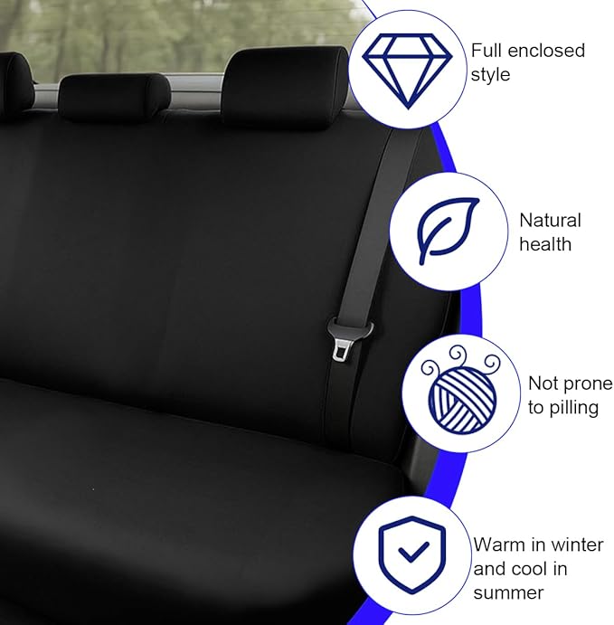 BESULEN Car Back Seat Cover, Dustproof Elastic Cloth Vehicle Rear Seat Bench Protector for Pets Kids, Waterproof Stretch Automobile Interior Accessories, Universal for Sedan Truck SUV (Black)