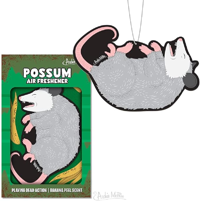 Archie McPhee 12992 Possum Air Freshener in Banana Peel Scent Grey 4-5/8 inch Long