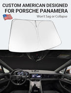 Proadsy 2026 Upgrade Windshield Sun Shade Custom Fit 2017-2025 2026 Porsche Panamera Foldable Front Sunshade Protector Sun Visor Blocks UV Rays Keep Car Cooler