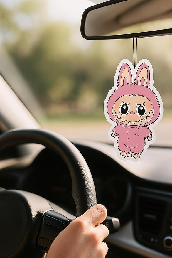 PumpCar car air freshener 2-piece double-sided The Monsters hanging cherry-scented for rearview mirror Car Interior Accessories Household Gifts (lychee berry, Cherry)
