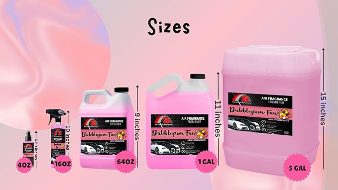 3E Car Air Freshener Concentrate – 64 oz – Professional Automotive Fragrance – Multiple Scents (Bubblegum)