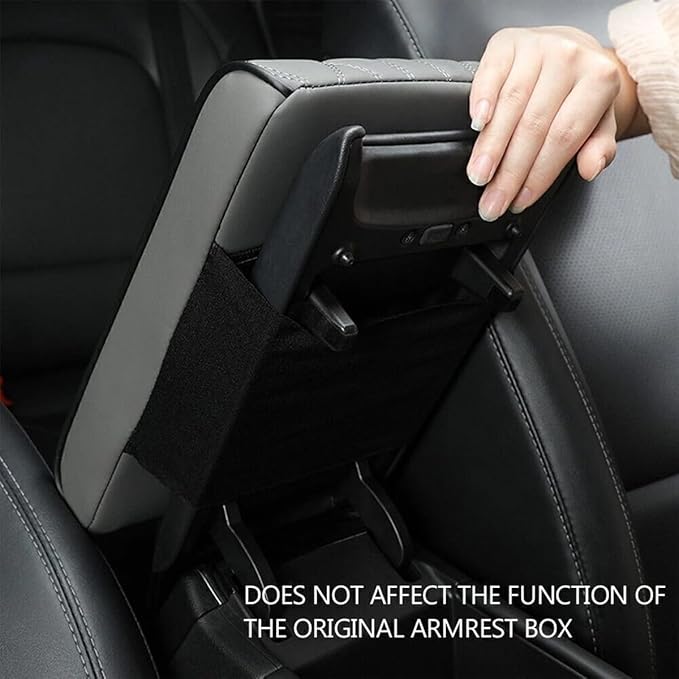 Car Center Console Cover, Memory Foam Leather Vehicle Armrest Seat Box Pad Protector, Comforable Waterproof Automotive Center Middle Cushion Mat Accessories, Universal Fit (Beige)