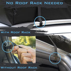 Voyager 15 Cubic Feet Waterproof Rooftop Cargo Roof Bag, No Roof Rack Needed UV-Protected PVC Semi-Coated Mesh, Welded Seams, Water Seal Zipper, 42" L x 34" W x 18" H