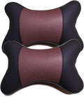 Car Neck Pillows Both Side Pu Leather 2pieces Pack Headrest Fit for Most Cars Filled Fiber Universal Car Pillow (Coffee)