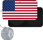 Windshield Sun Shade Original American Flag USA Patriotic Design - Folding Car Front Window Sunshade for Cars SUV Trucks, Max UV Blocking and Keep The Vehicle Cool