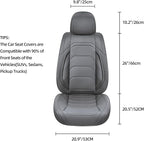 Grey Car Seat Covers Front Pair, Breathable Leather Automotive Front Seat Covers & Headrest for Reduce The Driving Fatigue, Compatible with Most Cars Sedans SUV Pickup Trucks
