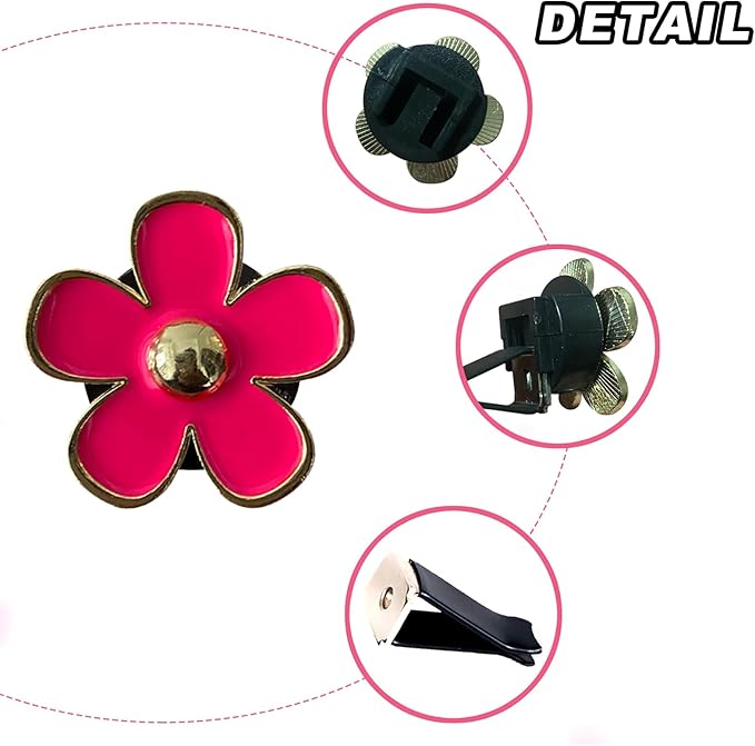 4 Pcs Metal Daisy Air Vent Clips Flower Car Air Freshener Clip Air Conditioning Outlet Clip Bling Charm Car Inter Decor Accessories for Girls Women