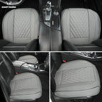 GIANT PANDA 2pcs Front Car Seat Covers Bottom Seat Covers, PU Leather Driver Car Seat Protectors Fits 95% of Vehicles, Wrapping Around The Bottom (Grey)