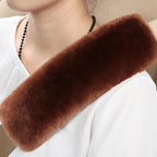 Soft & Cozy Australian Sheepskin Car Seat Belt Covers,2 Pack Fluffy Seatbelt Pads, Genunie Sheepskin Fur Shoulder Straps Cushions for Adults Kids Women and Men (Chocolate)