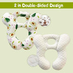 Baby Travel Pillow, Infant Kid's Cushion Soft and Skin Friendly for Car Seat, Pushchair and Stroller (White Avocado)