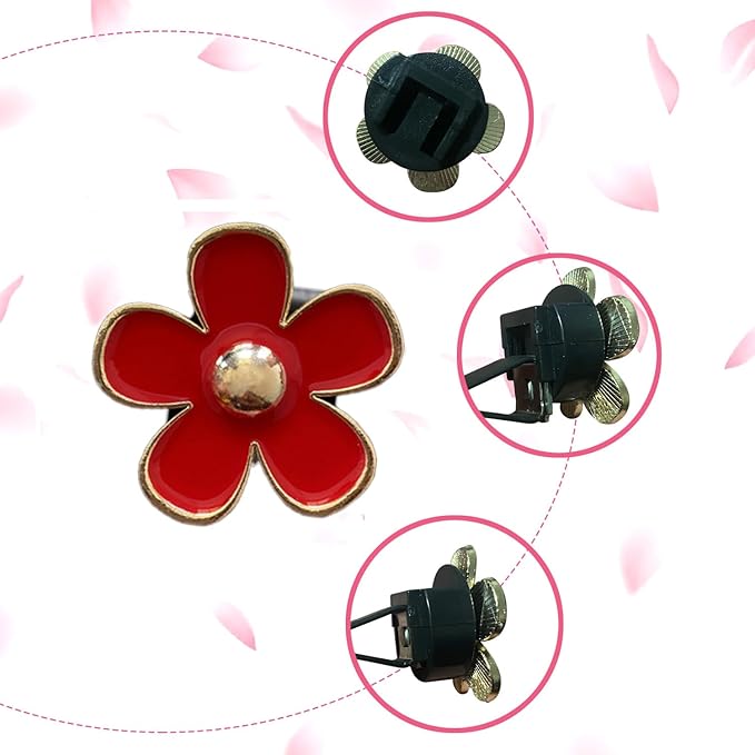 4PCS Daisy Flower Air Vent Clip Air Conditioning Outlet Clip Car Air Freshener Clip Car Interior Decor Charm Colorful Car Interior Accessories for Girls Women(Red)