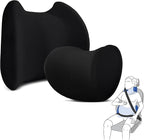 Lumbar & Neck Support Pillow Kit - Black - Back & Neck Support Pillow for Car & Office Chair - Memory Foam Pillow - Ergonomic Pillow for Neck & Back Pain