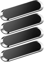 SALEX Silver Magnetic Mounts [4 Pack]. Flat Cell Phone Holder for Car Dashboard, Wall, Fridge. Stick on Universal Kit Compatible with GPS, Tablets, Smartphones, Knives, Keys, Spoons, Forks.
