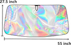 Foldable Sun Shade for Car Windshield Sunshade with Memory Steel Ring (Iridescent, M（55 * 27.5Inch)