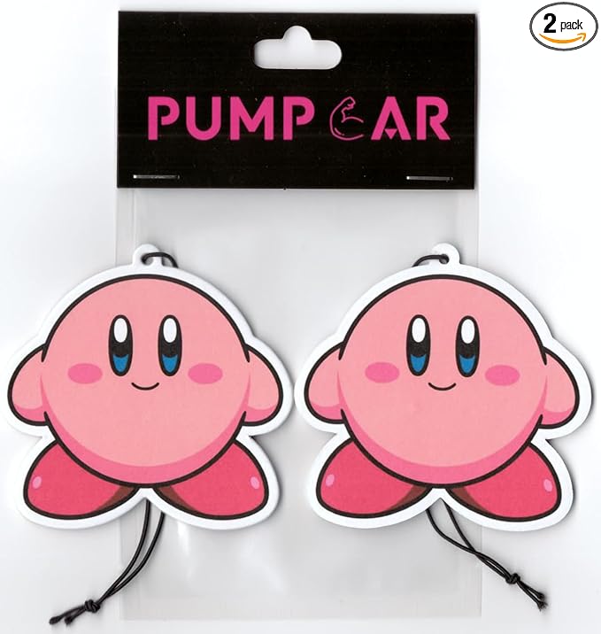 PumpCar 2 pieces Kirby Merch Pink Cute Kawaii double sided cartoon cherry scented funny car air freshener Cool hanging rearview mirror Interior Decor Dangler Accessories Gifts for Girls Women Birthday