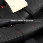 Black Panther Luxury PU Leather Rear Car Seat Cover Adjustable Length (49-55'') Back Seat Protector Fits 90% Vehicles (Sedan SUV Truck), for Seat Bottom Only,Triangle Quilting Design,Burgundy