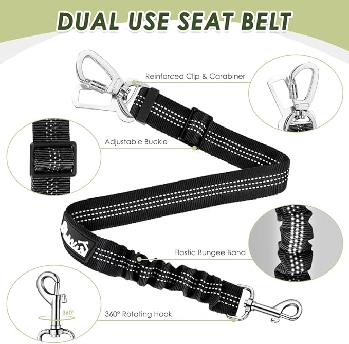 Lukovee Dog Seat Belt for Car, Adjustable Dog Car Harness for Large Medium Small Dogs, Soft Padded & Breathable Mesh Dog Seatbelt with Car Strap and Carabiner (Camouflage,XS)