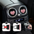 4PCS Heart-Shaped Car Vent Clip with Rhinestone, Vent Clip Car Accessories, Sparkly Rhinestone Bling Diamond Freshener Holder, Air Conditioning Outlet Ornament for Women Girls (Pink, Style1)