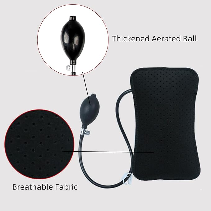 Inflatable Lumbar Support Pillow for Car Seat, Office Chair Bed, Home Use, with Air Pump Airbag Waist Brace Lumbar Traction Belt Back Support Cushion for Reducing Lower Back Pain