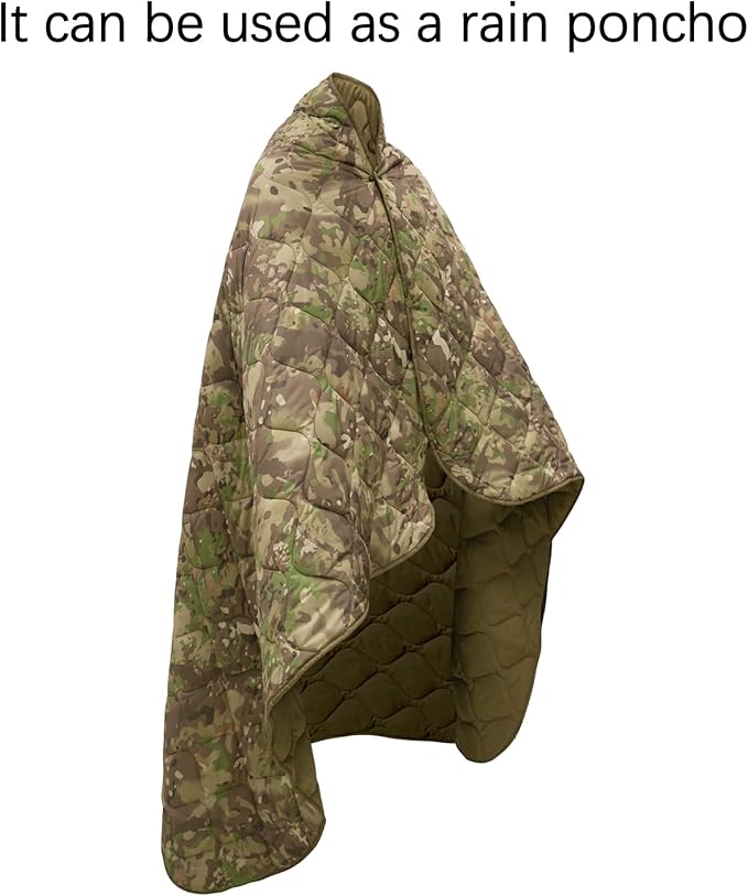 Poncho Liner Military Insulation Blanket Camo with Compression Carry Bag for Outdoors Hiking Jungle Hunting Gear