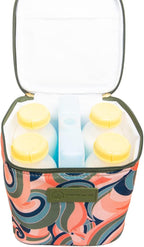 Sarah Wells Cold Gold Breastmilk Cooler Bag with Safety Tested Ice Pack – Insulated Milk Storage for Work, Travel & Daycare – Fits Bottles & Pump Parts – Durable, Washable (Groovy)