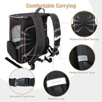 Lekereise Large Cat Backpack Carrier Expandable Pet Carrier Backpack for Small Dogs Medium Cats Fit Up to 18 Lbs, Foldable Puppy Backpack Carrier for Travel, Hiking, Black