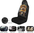 Funny Front Seat Covers for Cars Happy Squirrel All Weather Bucket Seat Covers Scratchproof Automotive Seat Cushion Covers for SUV,Vans,Sedans,Trucks