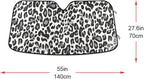 Black White Leopard Windshield Sun Shade Blocks UV Rays Visor Protector Accordion Folding Sun Reflector Auto Sunshade for Car Truck SUV to Keep Your Vehicle Cool
