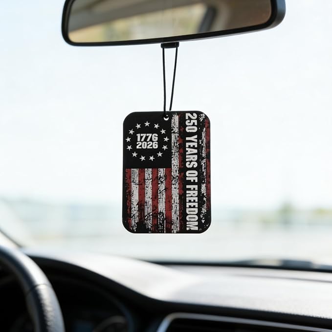 4 Pcs 250th Anniversary Air freshener Set, Independence Day Patriotic Car Accessories, July 4th Air Freshener Hanging Rearview Mirror Pendant for Car Air Freshener 2x3 In