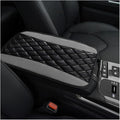 Car Center Console Cushion Pad, 12.6 × 7.48 Inches Waterproof Car Armrest Seat Box Cover, PU Leather Armrest Cover Protector for Most Vehicle, Universal Car Interior Accessories (Black+Gray)