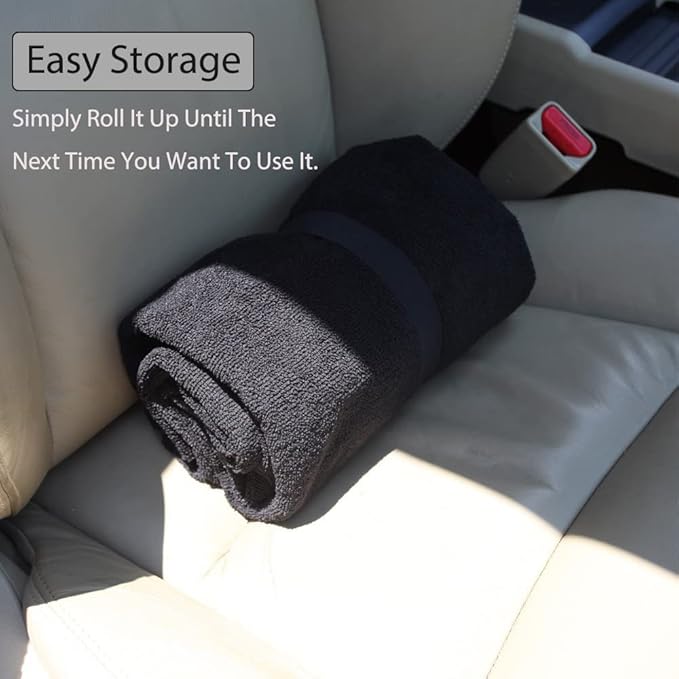 Waterproof Sweating Car Seat Cover for Post Gym Workout, Running, Swimming, Beach and Hiking, Universal Fit Non-Slip Bucket Seat Protector for Cars SUV Trucks, Machine Washable (2pcs Off-White)