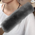 OGLAND Genuine Sheepskin Soft Fuzzy Car Seat Belt Pad,2 Pack Fluffy Seat Belt Cover for Shoulder Pad Neck Cushion Protector Car Accessories (Graphite)