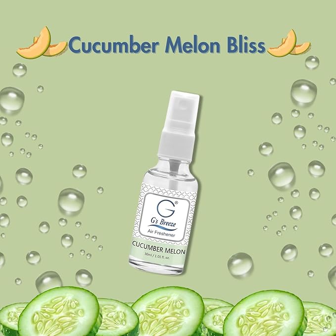 G's Breeze Cucumber Melon Air Freshener - Refreshing, Sweet & Juicy Aroma, 48 Hour Long-Lasting Scent, Odor Eliminating Fragrance for Home, Car & Office - Pet-Friendly & Oil Burner Compatible