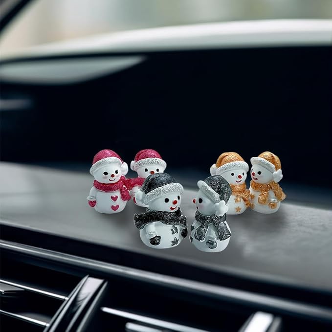 Car air freshener diffuser Plaster Couple Snowman Figurines Fragrant Gypsum Cute interior accessories car dashboard ornaments Indoor Christmas New Year's Gifts Porch Office Desk Decor (blue, NO.5)