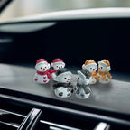 Christmas Car Air Freshener Snowman Couple - Pre-Scented Plaster Dashboard Diffuser, Add Your Oils Later, Festive Cute Car Decor Ornament Set of 2 for Truck Van (black, NO.5)