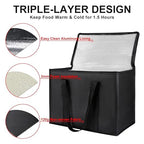 CIVJET 2Pk Insulated Reusable Grocery Bags with Top, X-Large Insulated Food Delivery Bag, Cooler Bag for Travel/Shopping/Groceries, Freezer/Frozen/Thermal Catering Bag for Cold and Hot Food