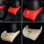 Car Headrest Neck Pillow Support Ergonomic, with Valve Stem Covers Accessory for Driving Seat Fatigue Relief Compatible with Model S X 3 Y & Cybertruck - 1 Piece
