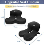 Memory Foam Seat Cushion for Sciatica & Back Pain Relief - Ergonomic Chair Pad with Adjustable Strap & Supportive Comfort Cover, Non-Slip for Car, Truck, Office Chair -Black