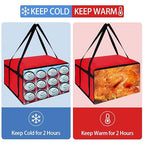 CIVJET Insulated Pizza Delivery Bag for Carry Hot, 20" x 20" x 14" Carrier Warmer, Insulated Food Delivery Bag, Insulated Grocery Cooler Bags for Catering/Doordash, Commercial Food Warmers（Red, 1Pk）
