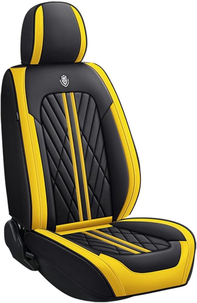 Premium Nappa Leatherette Car Seat Cover Set Custom Fit for Honda CR-V CRV 2000-2023 2024 2025 2026 Water-Proof Breathable Faux Leather Seat Cushion Protectors (Full Set 5 Seats,Black Yellow)