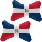 Headrest Pillow for Car Seat, 2 Pcs Memory Foam Neck Support Pillow for Neck Pain Relief, Compatible with Dominican Republic Flag Car Office Soft Travel Pillow for Sleeping and Resting