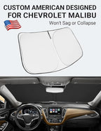 Proadsy 2026 Upgrade Front Windshield Sun Shade Foldable Sunshade Protector Custom Fit 2016-2025 Malibu Accessories